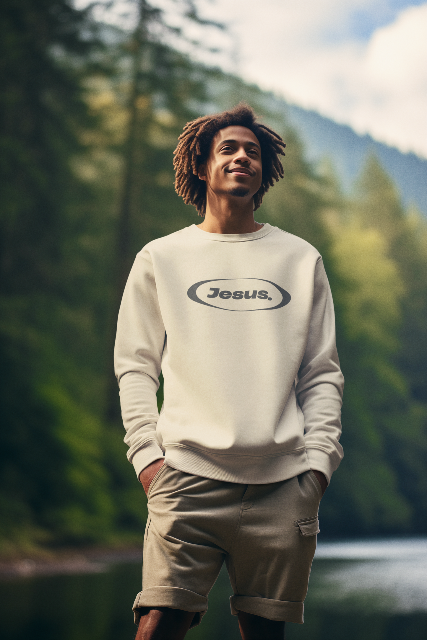 Jesus in Circle Crew Sweatshirt