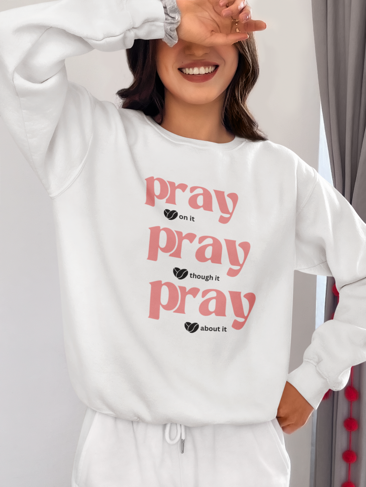 Pray Pray Pray Mock Neck Crew Sweatshirt